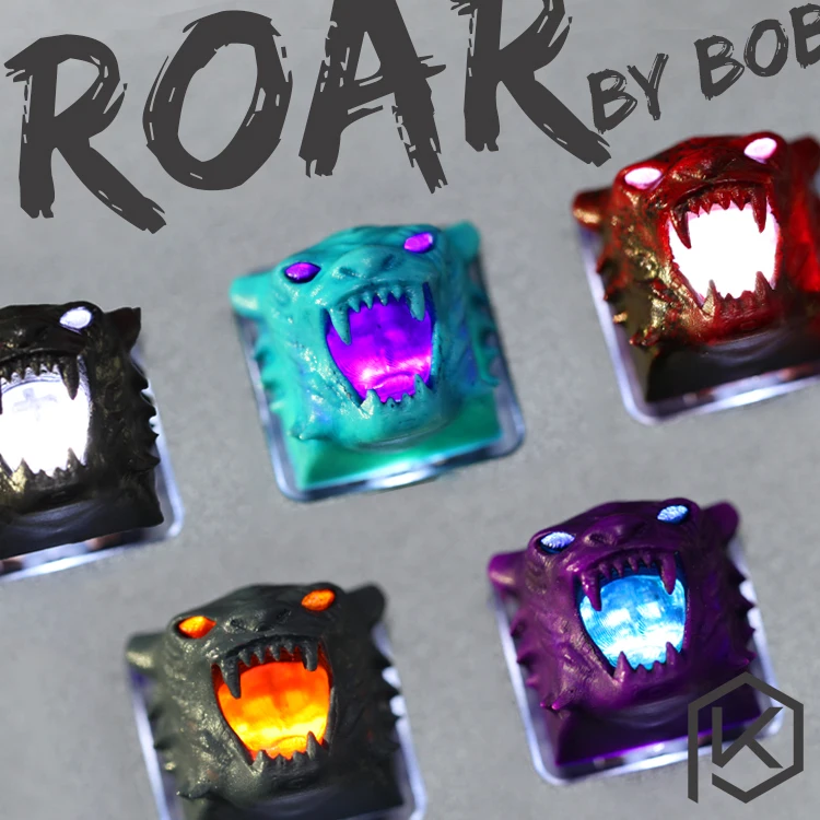 

Groupbuy Free shipping BoB Roar Resin Artisan Shine Through Keycaps Novelty for custom mechanical keyboards oem cherry profile