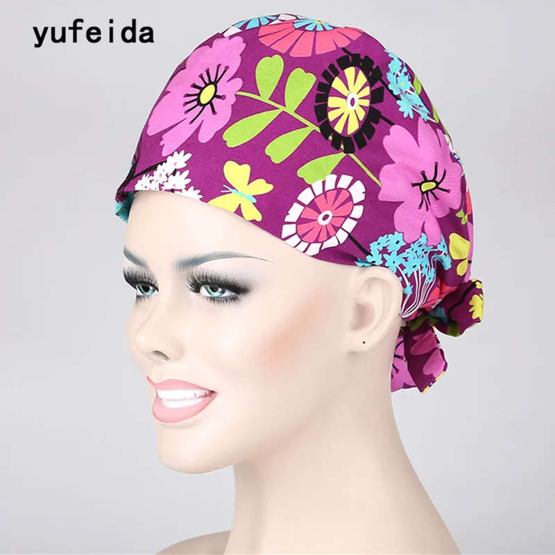 

Doctor Scrub Caps Women's Surgical Hats with Sweatband Inner for Women Clinic Workwear Cap Long Hair Cotton Scrub Surgical Caps