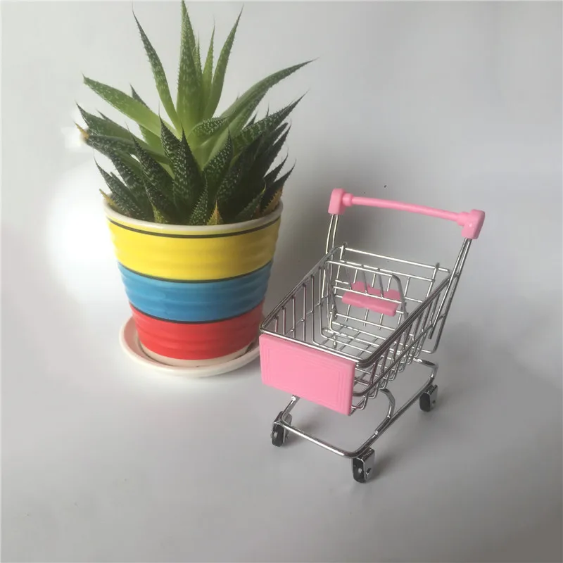 9 цветов, мини-игрушка для детей, игрушечная коляска для супермаркета, игрушечная коляска для кукол - Цвет: Розовый