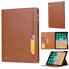 Simplicity PU Leather Wallet Smart Wake Cover Case For iPad Pro 12.9 2018 Tablet Support Stand Cover with Pencil Card Slots