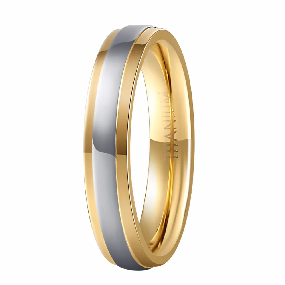 1 пара золотого цвета, модные ювелирные изделия для влюбленных пар, чистый титан, обручальное кольцо для помолвки, комфортное кольцо, 6 мм, для мужчин, 4 мм, для женщин