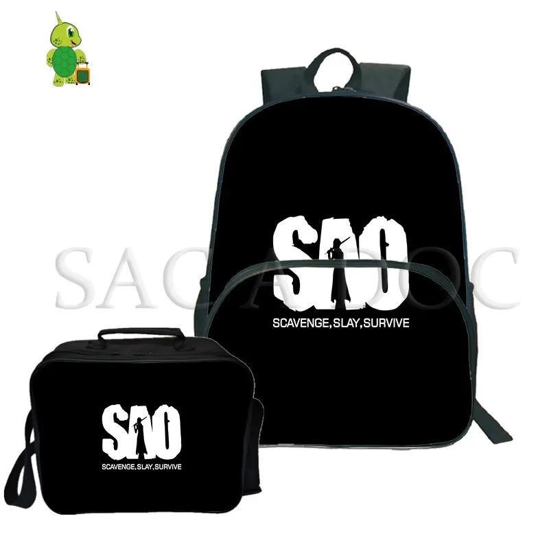 

Sword Art Online 2Pcs/Sets Backpack Women Men Laptop Travel Rucksack for Teenage Girls Boys School Backpack with Cooler Bag