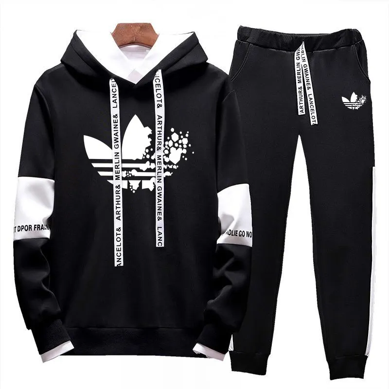 

2019 Autumn Hoodie sweater jacket+ joggers sweatpants man printing suits sportwear Tracksuit Fight Color off white hoodie men
