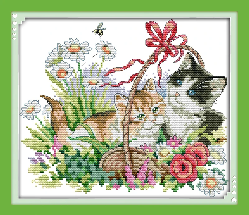 Всесезонный Набор для вышивки крестиком с кошками (1) весна 18ct 14ct 11ct вышивка