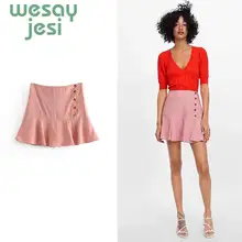 new arrival red Button summer shorts Women 2019 ruffle shorts Casual high waist Shorts beach boho streetwear ruffle trim self tie waist shorts