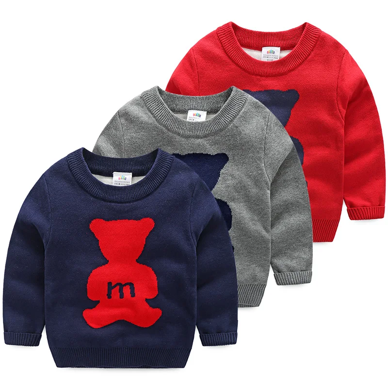 Winter Autumn Pullover Baby font b Sweater b font Boy Child Knitted Bear Print font b