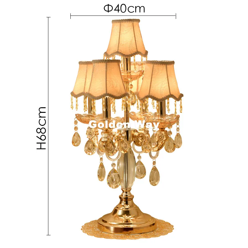 Free Shipping Modern Crystal Table Lamps For Living Room Bedroom Alloy Golden Lamp Shades Bedside Design Crystal Table/Desk Lamp - Цвет абажура: 5 arms D40cm H68cm