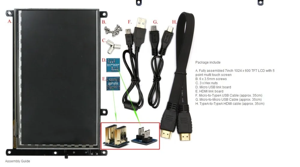 ODROID-VU7 Plus ODROID 7 дюймов 1024x600 HDMI дисплей с мультитач для ODROID-XU4 XU3 C2 C1+ C1-требуется 2 недели