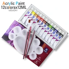 Высокое качество акриловая краска s туба набор для дизайна ногтей краски инструмент для рисования для художников 12 мл 12 цветов предлагаем кисти для краски бесплатно