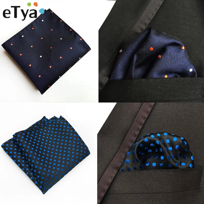 ETya модные для мужчин платок в горошек Вышивка Полиэстер бизнес карман квадратный нагрудные платки полотенца 25*25 см