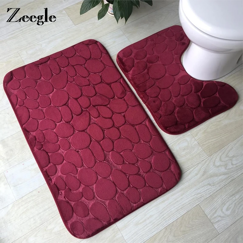 Zeegle 3D камень из пены с эффектом памяти 2 шт. коврики для ванной комнаты Набор анти