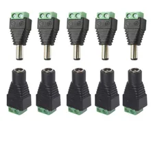 DC Power Plug Adapter 5.5mm x 2.1mm Female Male for 5050 3528 5060 Single Color LED Strip and CCTV Cameras