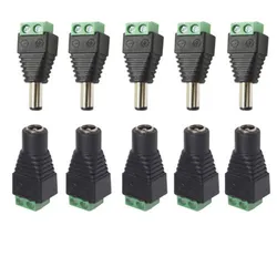 DC Power Plug Adapter 5.5mm x 2.1mm Female Male for 5050 3528 5060 Single Color LED Strip and CCTV Cameras