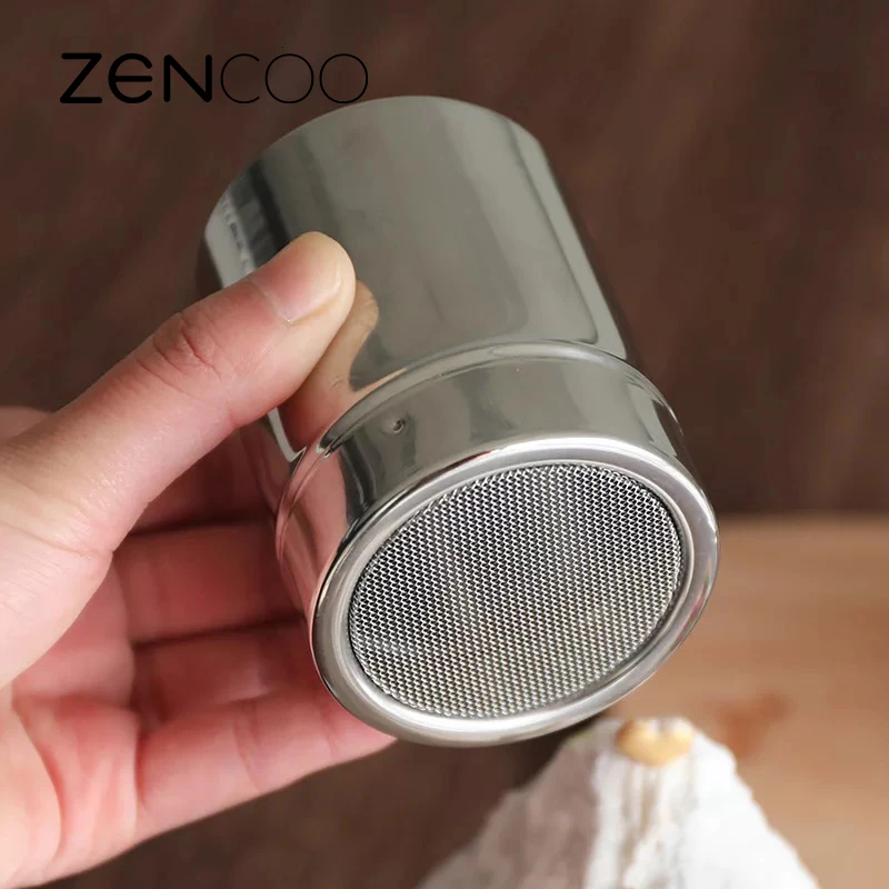 ZENCOO 304 Stainless Steel Flour Sifter Icing Sugar Powder Tube Net