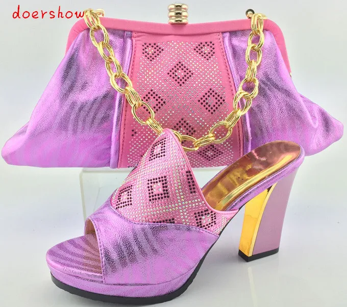 doershow Italian Style Ladies Matching font b Shoe b font And Bag Set Fashion Woman High