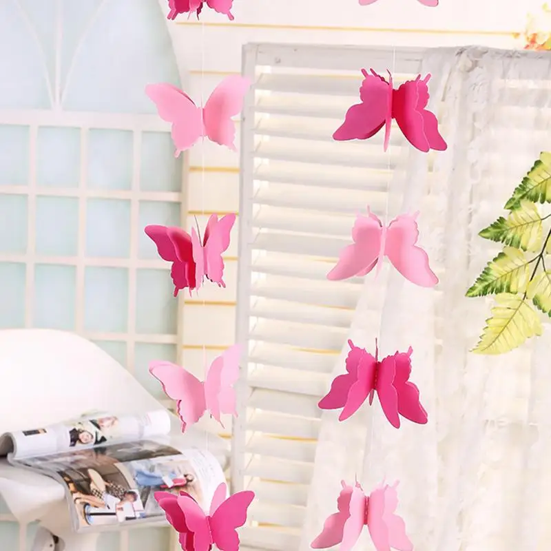 Colorful Paper Garland Wedding Butterfly Hanging Birthday Party Banner 3D Decor Shopping Mall Shopwindow Decoration #06