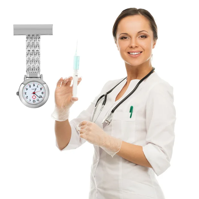 OUTAD Nurse Pocket Watch Fob Stainless Steel Arabic Numerals Quartz Brooch Docto OUTAD Nurse Pocket Watch Fob Stainless Steel Arabic Numerals Quartz Brooch Docto