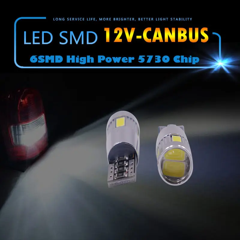 Автомобильный светильник s T10 W5W led 194 168 12V CANBUS светодиодная лампочка SMD 6000K белая