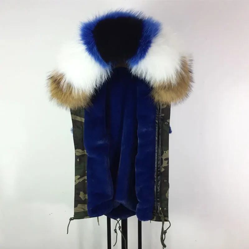 

Facoty Good quality Top Sleeveless Camouflage Jacket Blue fur Coat Plus size Waistcoat