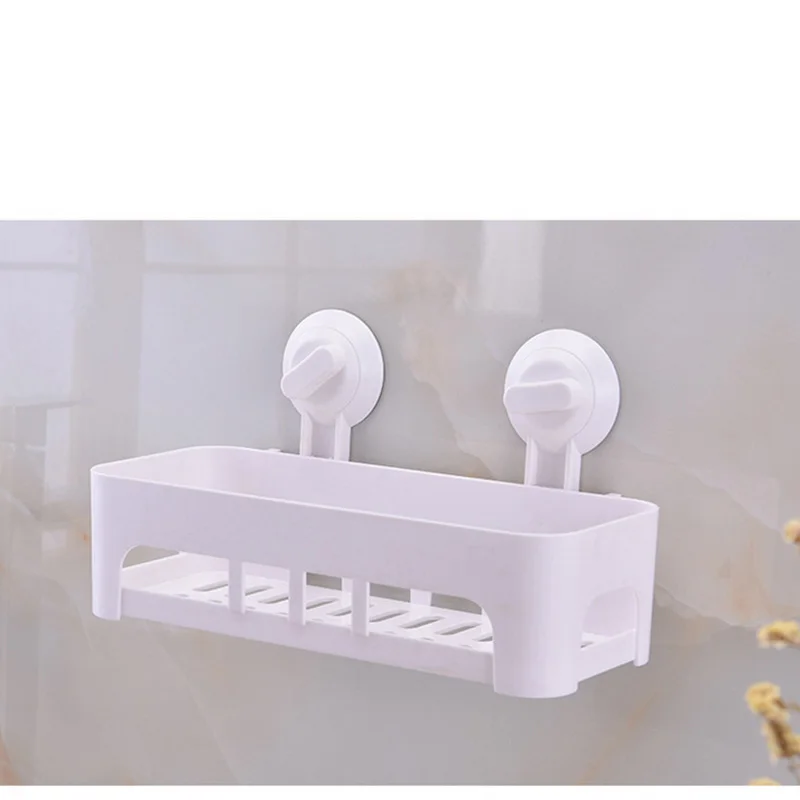 

Suction Cups Wall Mounted Shelf Bathroom With 2 Suckers Storage RackPlastic Shower Caddy Organizer Holder Tray Storage supplies
