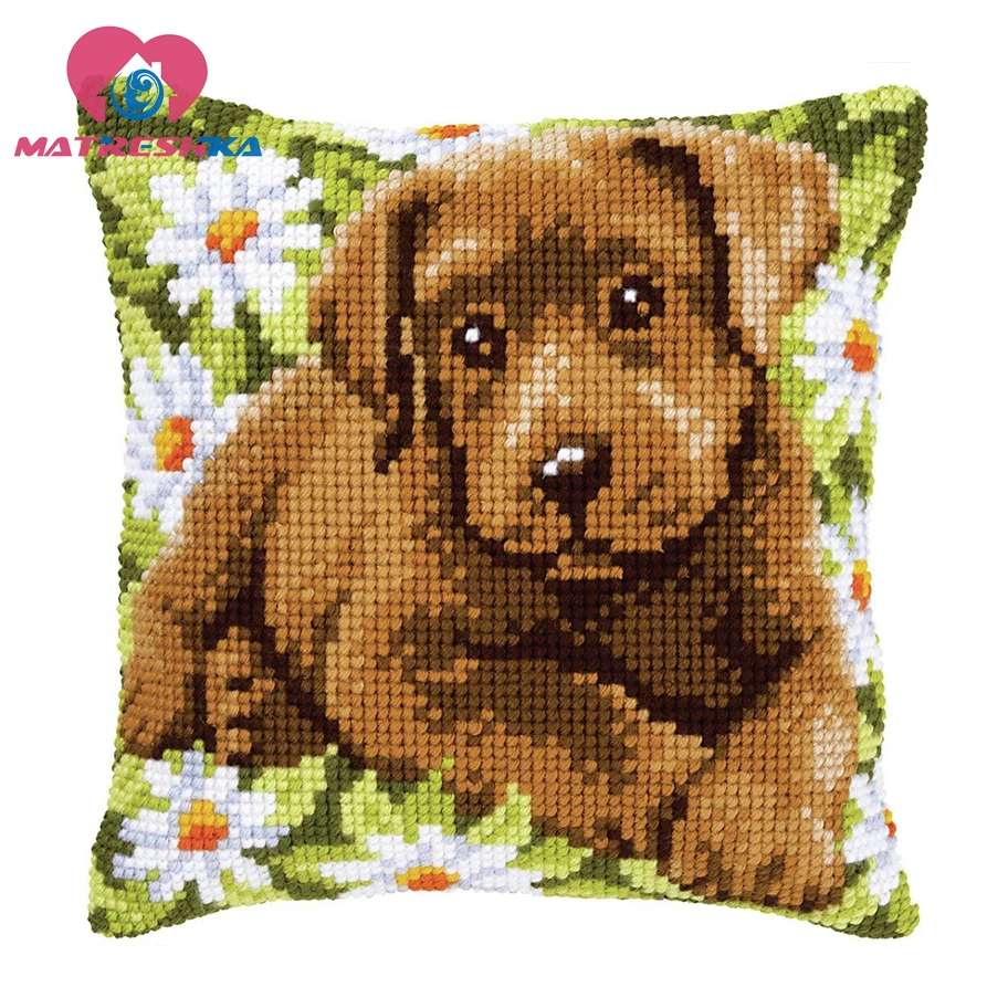 

Diy Embroidery cross stitch sets Pillowcase DMC Diy Yarn Handmade Dog Christmas Cushion fabric cross stitch Printed accessories
