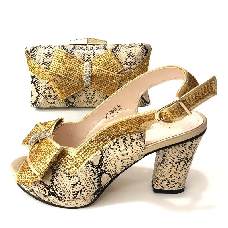 

Hand made gold shoes and bag matching set african aso ebi high quality african party shoe and bag set italian shoes bag SB8265-3