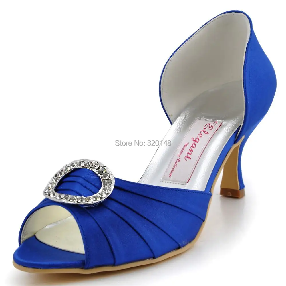 HP1630/Женская обувь с открытым носком на среднем каблуке с синими стразами сатин для невесты на свадьбу вечерние туфли-лодочки для выпускного вечера цвет белый, слоновой кости, бордовый