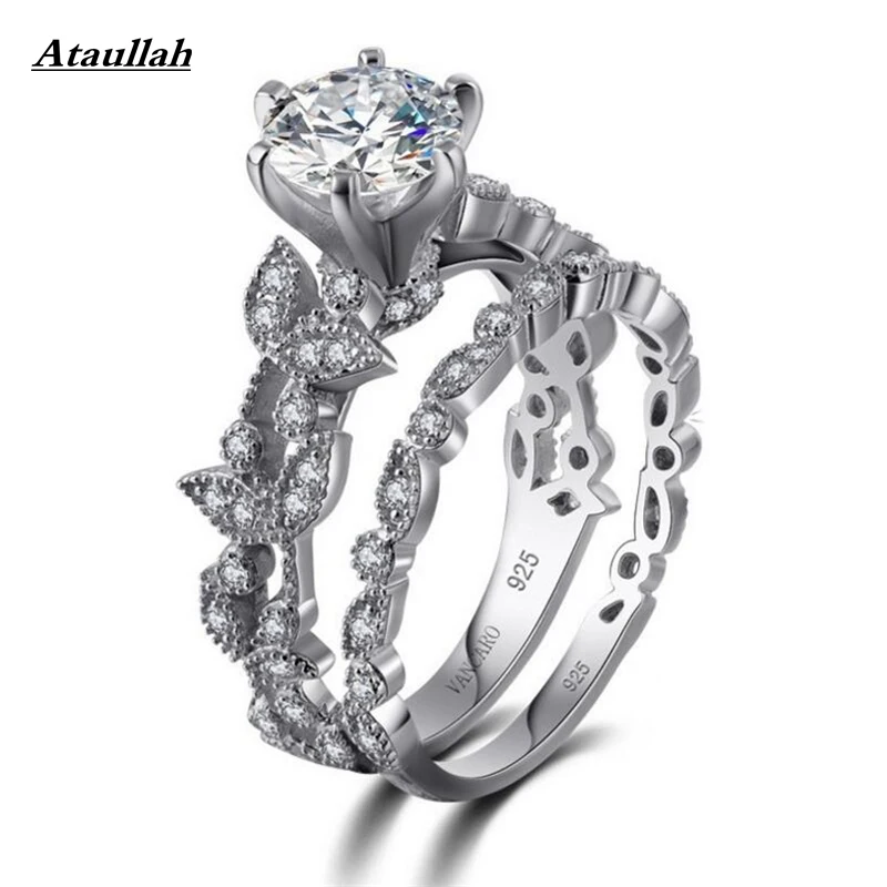 

Ataullah 2Pcs Trendy CZ Rings for Women Leaves Fashion Color Aneis De Ouro Zirconia Wedding Ring Set Jewelry Bague RWD7-011