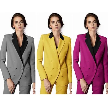 

Custom fashion ladies suit ladies double-breasted suit two-piece suit (jacket + pants) women's business formal wear
