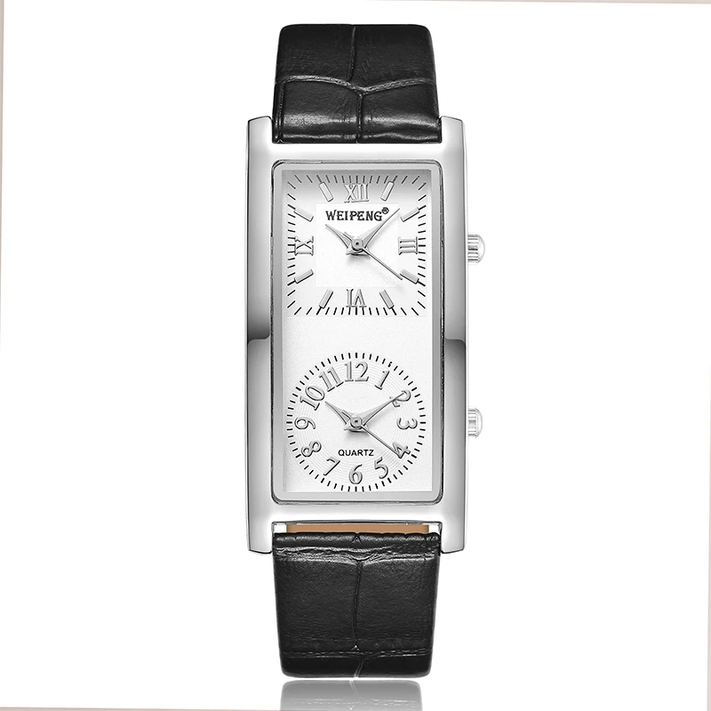 Moda uomo donna orologio creativo doppio quadrante orologio da polso  rettangolare in pelle al quarzo per uomo elegante regalo minimalista per  coppia|Women's Watches| - AliExpress