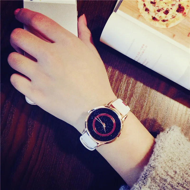 

Luxury BGG Brand Women Dress Watches Women's Fashion Wrist Watch Romantic Star Dial Quartz Clock Woman Leather Band montre femme