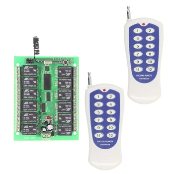 

DC 12V 24V 12 CH 12CH Radio Controller RF Wireless Remote Control Switch System, 2X Transmitter + Receiver 315 / 433 MHz