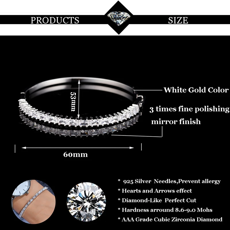 WIN B AAA Кристалл фианит Теннисный браслет Pulseras Mujer очаровательные женские белые