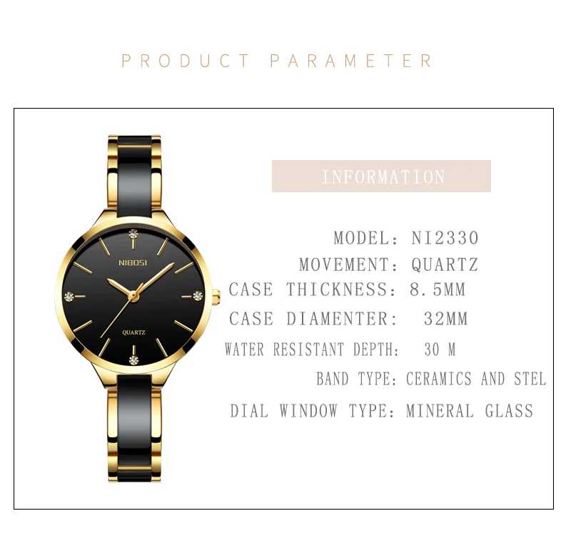 Relojes Para Mujer NIBOSI Women Watches Bracelet Watch Ladies Wrist Watch Women Waterproof Fashion Casual Crystal Dial Rose Gold (5)