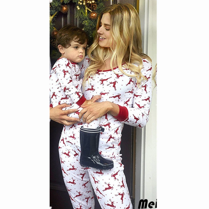 Одинаковые рождественские пижамы для всей семьи с принтом оленя для мальчиков и девочек; Рождественская одежда для сна; домашняя одежда для взрослых и детей