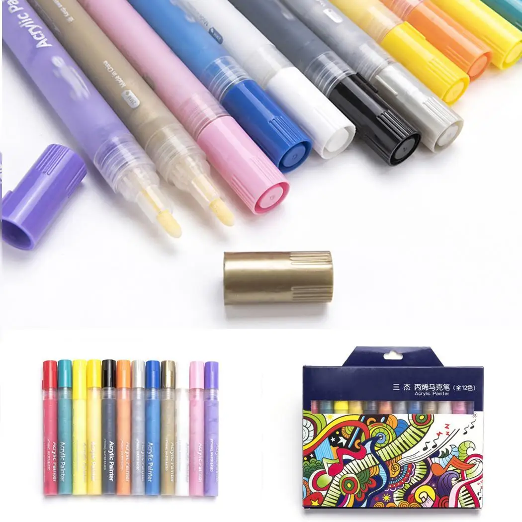 

12 Colors Propylene Marker Waterproof Photo Album Graffiti Pen Paint Maker 22G Pen As Picture