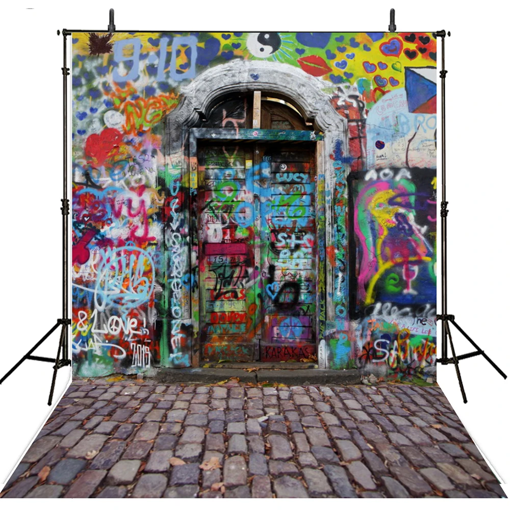 Graffiti-Photography-Backdrop-Vinilo-Vinyl-Backdrop-For-Photography-Kids-Door-Background-For-Photo-Studio-Fotohintergrund