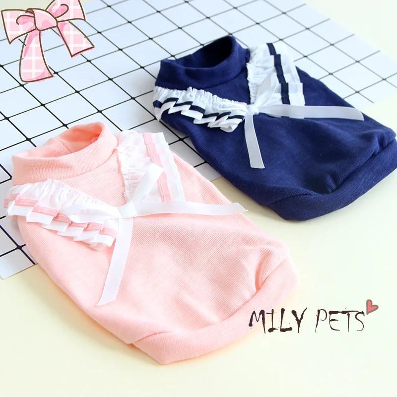 

Lace College shirt, pet cat, Bobetti pet dog clothes, spring and autumn thin summer dress and spring dress thin