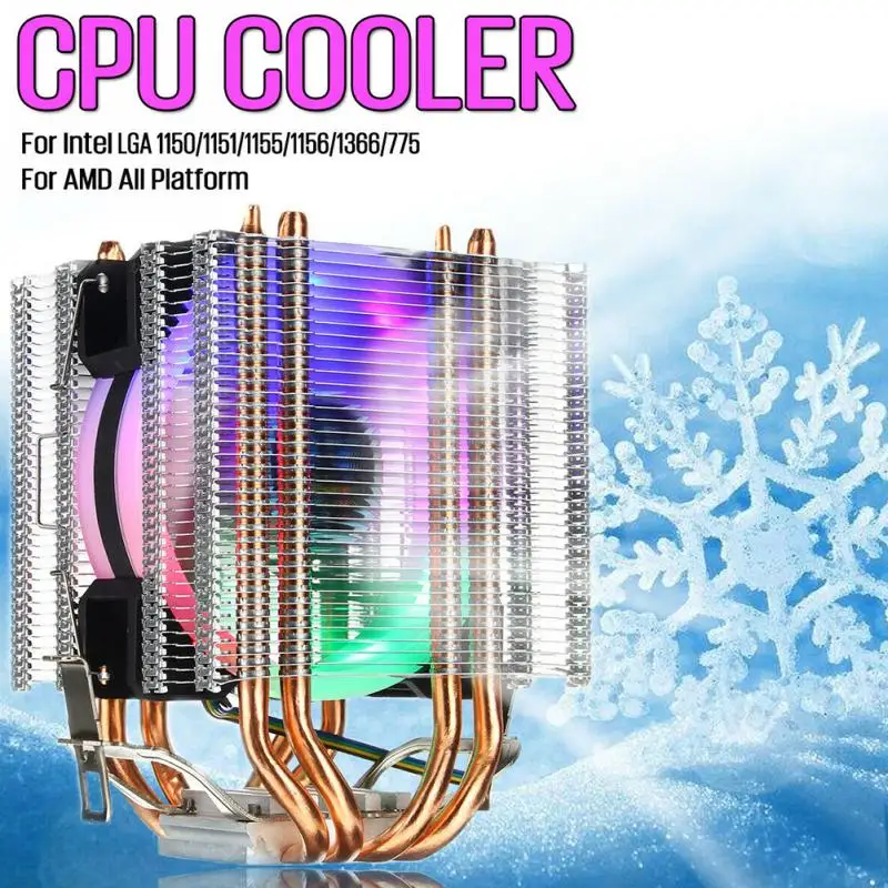 

RGB Cooler 4 Heat Pipe Professional Copper CPU Cooler Fan Cooling CPU For inter LGA 1150 1151 1155 1366 775 AMD All platform