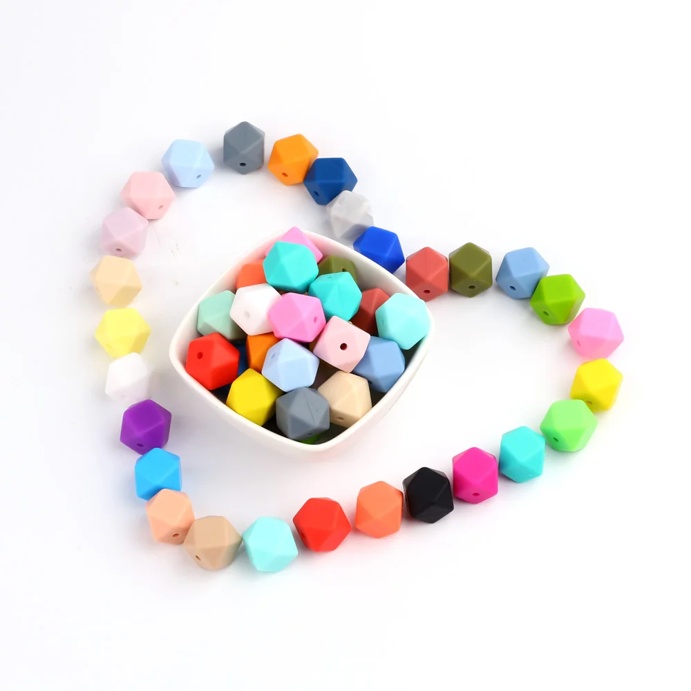 TYRY.HU 10Pcs Silicone Hexagon Beads 14mm Baby Teething Beads BPA Free Baby Teethers DIY Necklace Pacifier Chain Accessories