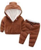 Комплект осенне-зимней одежды для девочек, детское теплое пальто+ штаны спортивный костюм для мальчиков из 2 предметов Повседневные детские спортивные костюмы теплый комплект для девочек