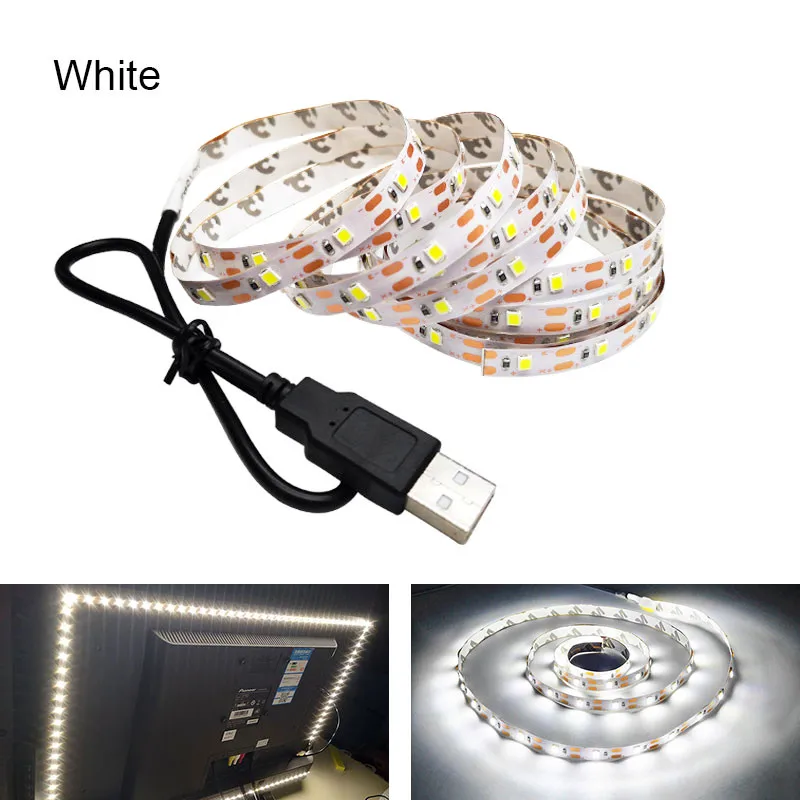 5 В USB RGB светодиодный светильник Гибкая PC 3528 50 см 1 м-5 м 5 в Светодиодная лента светильник s лампа диод ТВ Подсветка USB Ledstrip нет-Водонепроницаемый