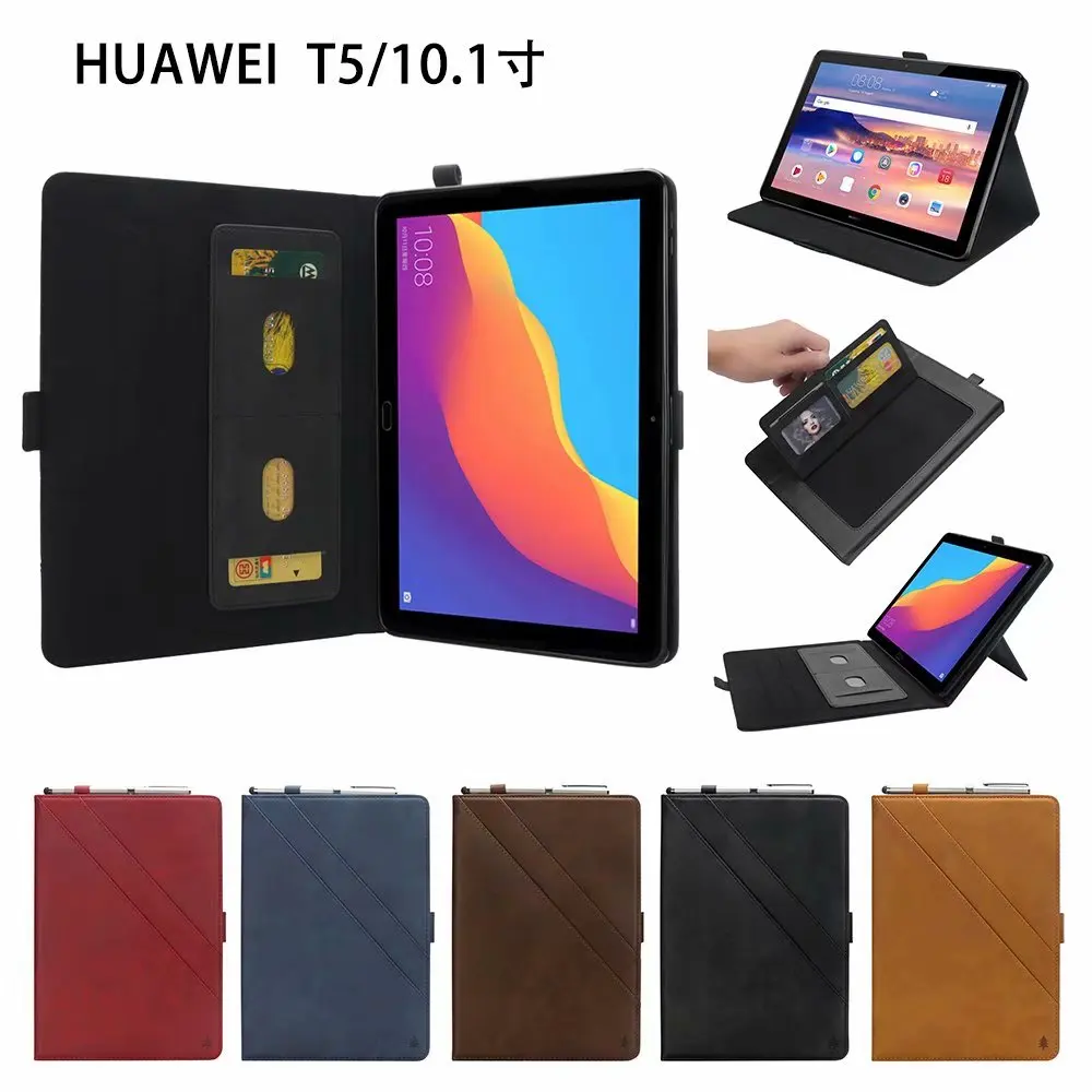 

Hand Holder card Cover For Huawei T5 10 AGS2-L09/L03/W09/W19 10.1'' Tablet Case For Huawei MediaPad T5 10 PU Leather shell +pen
