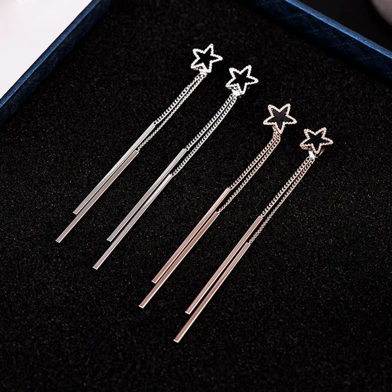 Корея звезда пентаграмма длинные кисточки Бар Висячие серьги для женщин минимализм креативные ушные линии свисающие Brincos хорошие украшения в подарок EB851
