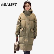 New Winter women cotton Hooded coats Female long loose Thicker Big pocket warm Parkas overdress zipper Solid jacket