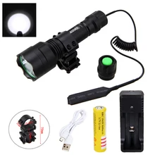 Тактический светильник 2500lm XML T6/Q5 светодиодный охотничий светильник фонарь+ крепление+ переключатель давления+ аккумулятор 18650+ зарядное устройство USB+ линия USB