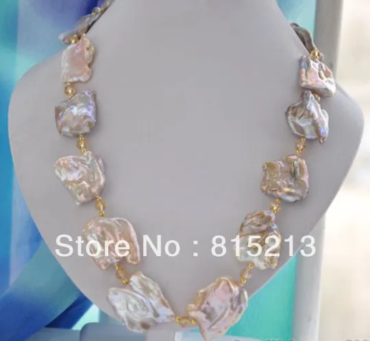 

FREE SHIPPING>>>@@ > N663 28mm PINK LAVENDER BAROQUE KESHI REBORN PEARL citrine NECKLACE