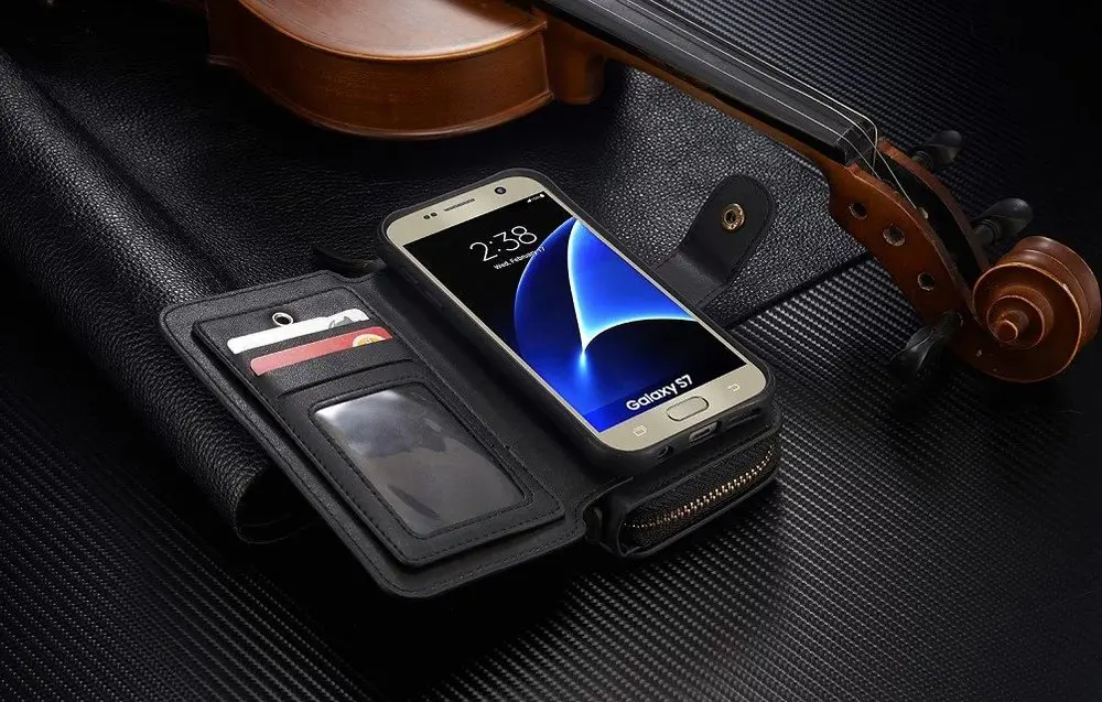 Мульти-функциональный 11 Слот для карт из искусственной кожи съемные ТПУ чехол для samsung Galaxy S7 G930 Чехол-портмоне с застежкой-молнией зеркало сумка