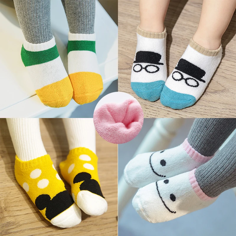 3 Pair Lot Kawaii Thickened Baby Girls Boy Socks 3D Cartoon Kids Thick Towel Socks For
