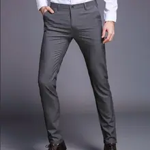 Новая популярная мужская одежда, мужские деловые повседневные эластичные длинные брюки в студенческом стиле, мужские узкие в британском стиле, костюм, брюки, размер 28-33